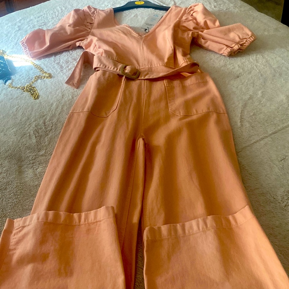 Color Peach Jean jumper/romper!